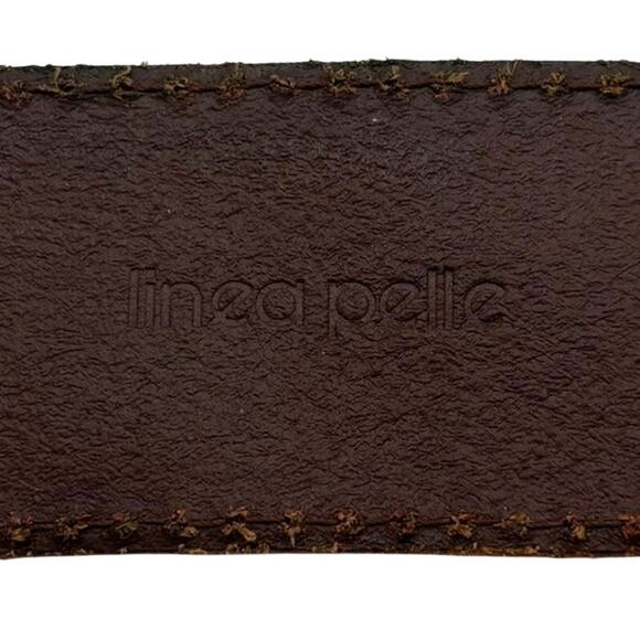 Linea Pelle Studded Genuine Leather Belt Brown Gold Tone Size M Boho main image 7